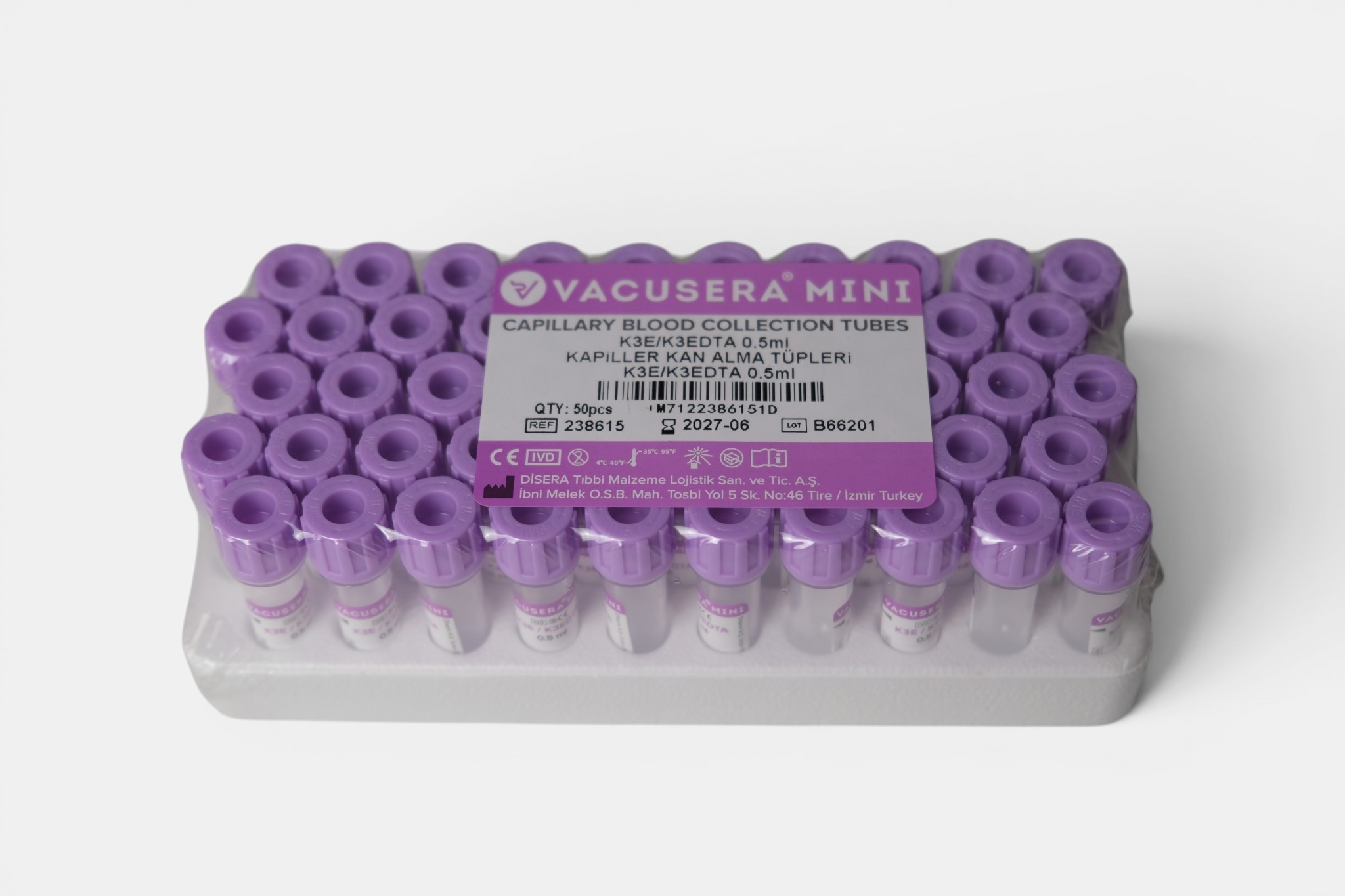 Vacusera Mor Tüp 0.5ml 2